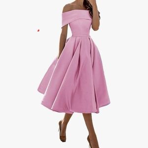 Elegant Pink Off-Shoulder Dress
